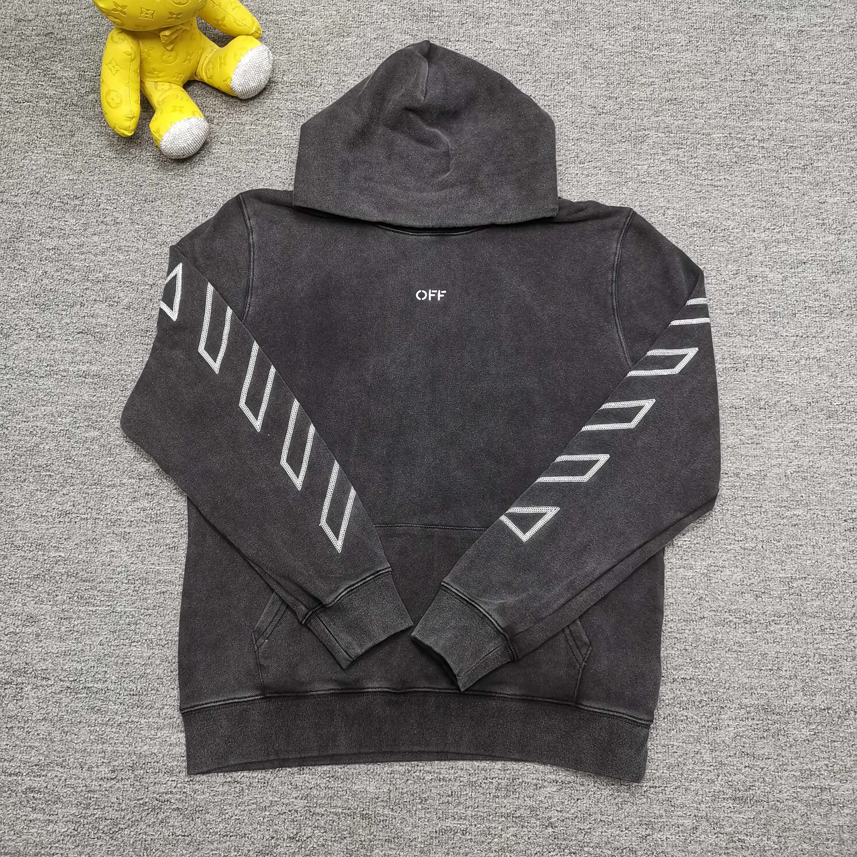 off white 25ss new cordon loose hooded sweatshirt Color: washed black Size: S M L XL P410